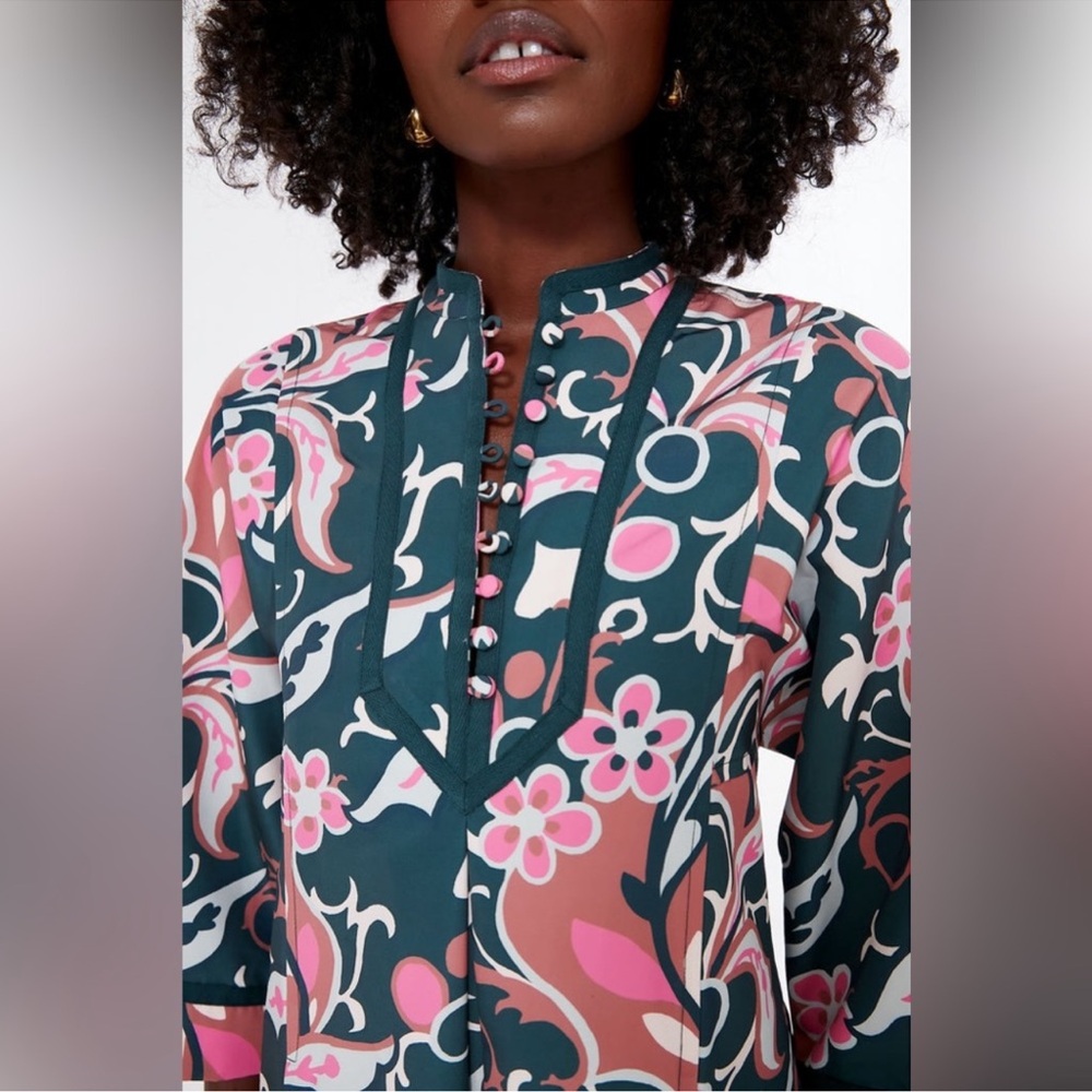 Tuckernuck Pink and Teal Printed A-Line Mini Dress - Picture 4 of 9